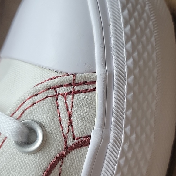 Converse Women's White and Red High-Top Sneakers - Picture 8 of 12